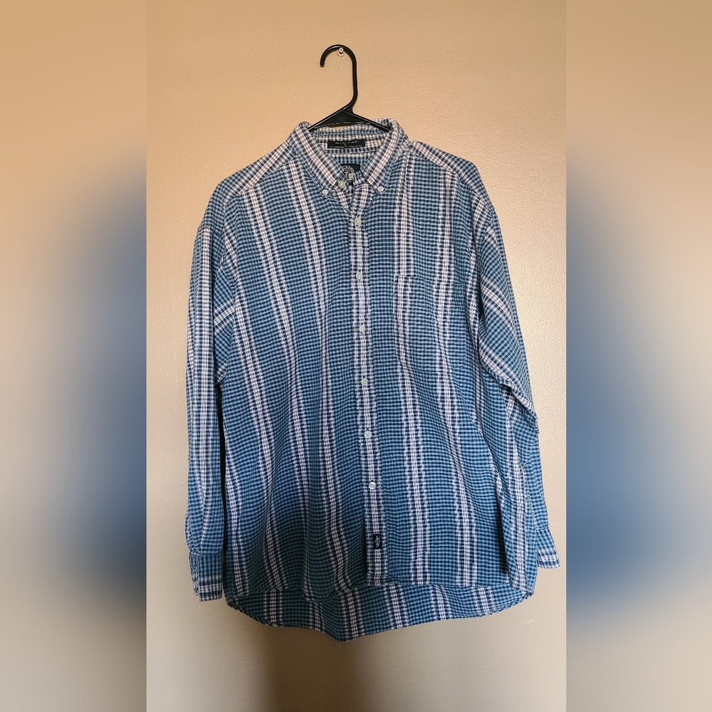 Dockers Blue Multi Plaid Button Down Mens Size Large